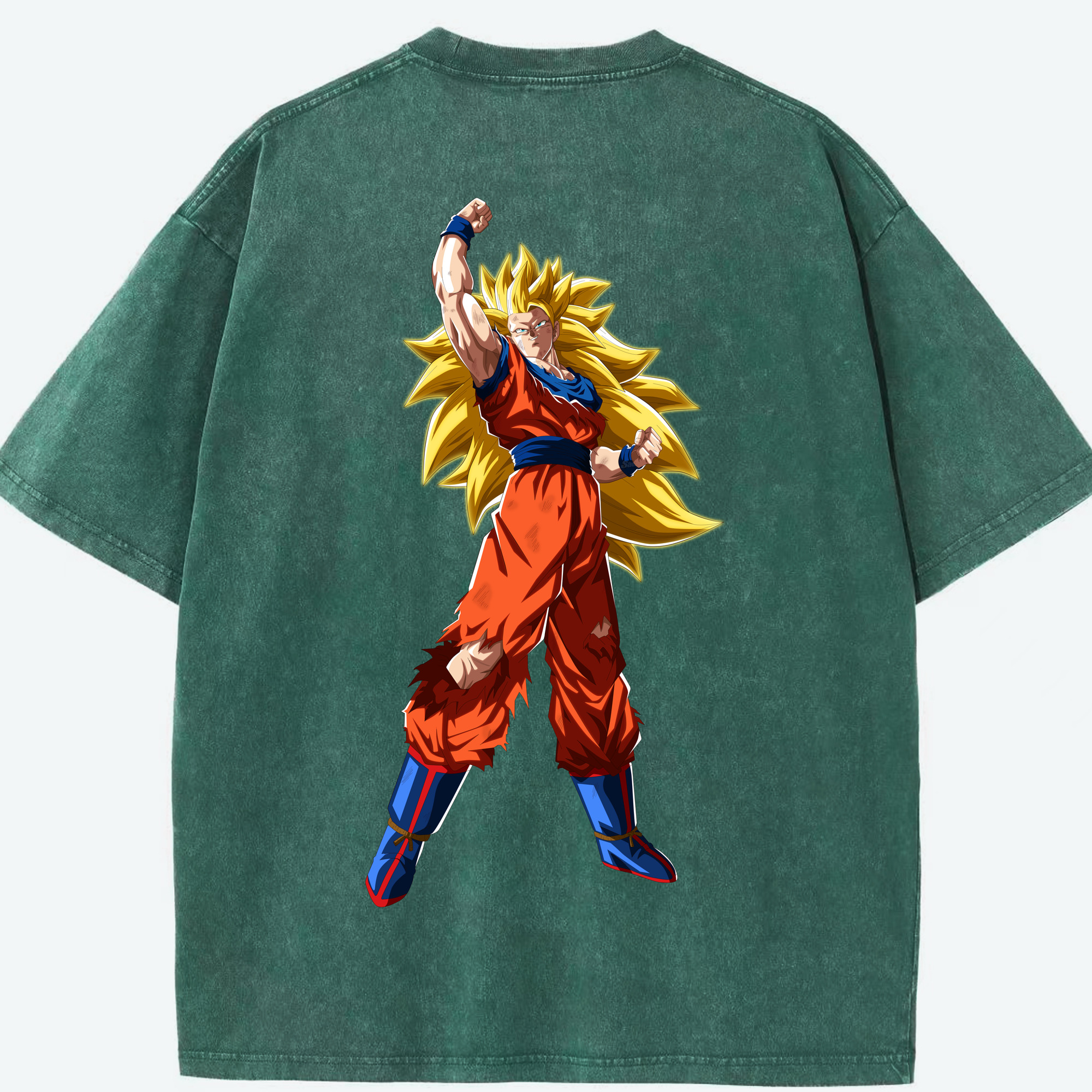 （画像用） ドラゴンボール 孫悟空（そん ごくう）Son Goku カカロット DRAGON BALL Kakarotto 綿100% ヴィンテージ風 半袖Tシャツ（背面プリント）